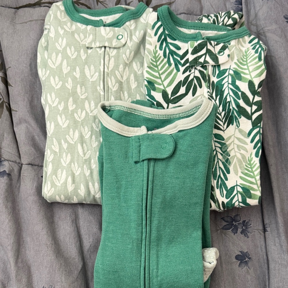 Set of Three Green Baby Onesies